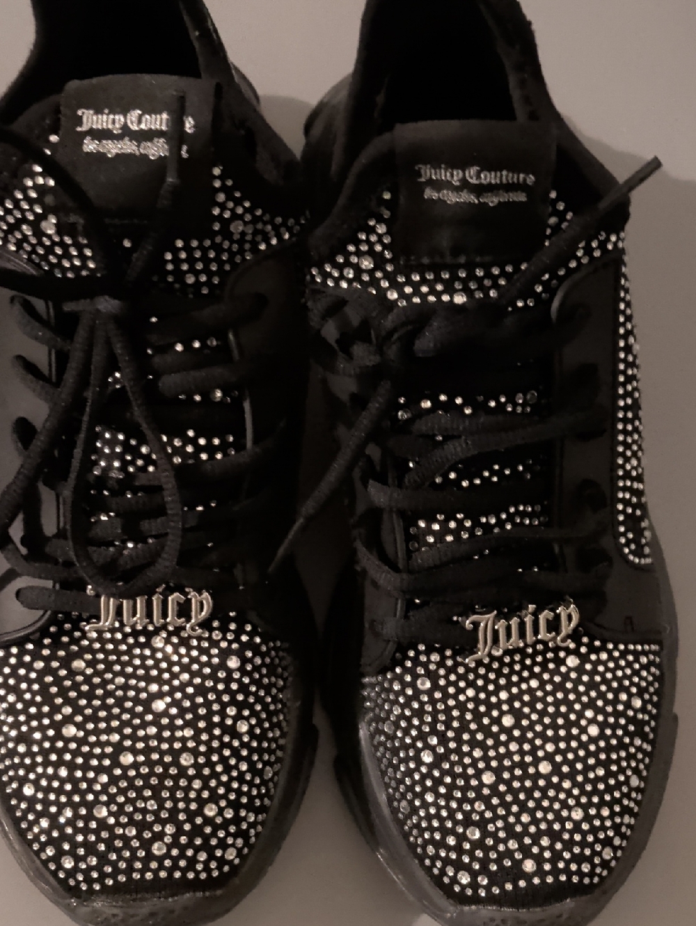 Like New - Juicy Couture Black Crystal-Studded Platform Sneakers